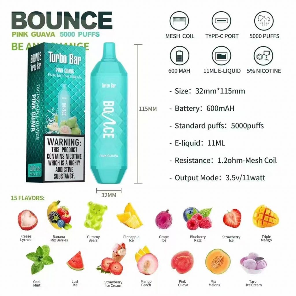DESECHABLE BOUNCE TURBO BAR 5000 PUFFS Vapor Fuel