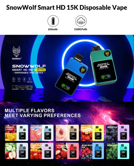 DESECHABLE SNOWWOLF SMART HD 15000 PUFFS