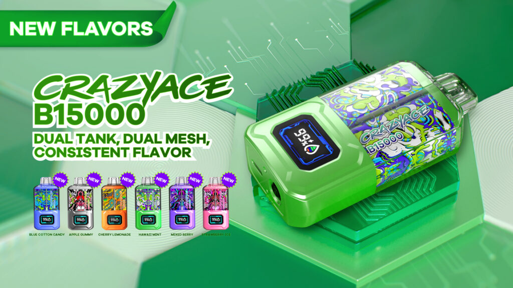 Crazyace Vape Flavors CRAZYACE B15000 Disposable Vape 900mah  15000 Puffs   VapoRider Tangy Raspberries Watermelon Bubble Gum Crazy Ace B15000 Vape  Mi-One Brands Raspberry Watermelon Crazyace